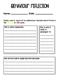Behaviour Reflection Sheet