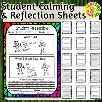 Preview of Behaviour Reflection Sheets for class management