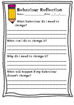 reflection worksheet behaviour miss