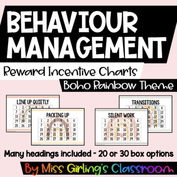 Preview of Behaviour Reward Incentive Charts - Boho Rainbow