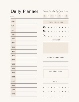 Preview of Beige Minimalist Daily Planner for Students & Teachers: Organize and Inspire You