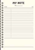 Beige Minimalist Lined Paper Note Lecture A4 Document