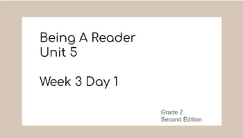 Preview of Being A Reader Unit 5 Week 3 Slides (Editable) 2nd Grade