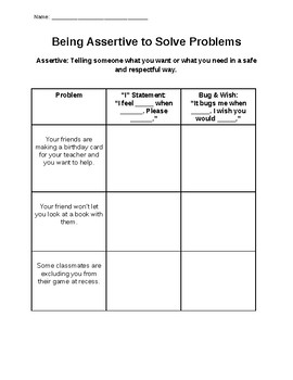 being assertive worksheet teaching resources teachers pay teachers