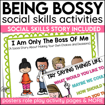 Preview of Being A Good Friend Not Being Bossy Social Story Kindness Activities & Posters