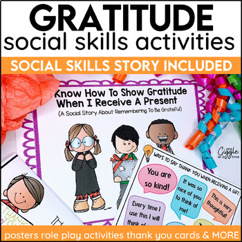 Preview of Social Stories Gratitude Self Regulation Kindness Activities Thank You Cards SEL