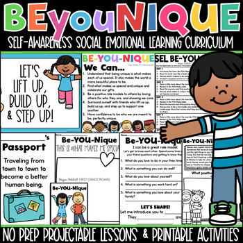 Preview of Being Unique Social Emotional Learning Character Education SEL K-2 Curriculum 