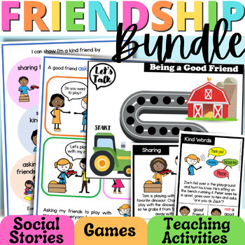 Preview of Being a Good Friend Social Skills Stories and Board Games | Friendship