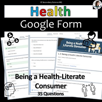 Preview of Being a Health-Literate Consumer: worksheet: Google Form High School Health