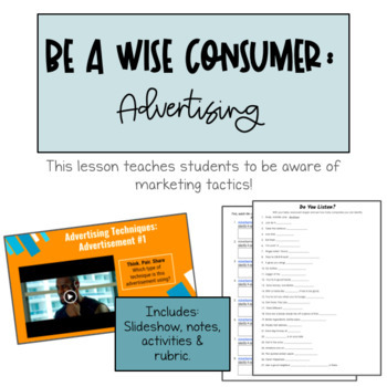 Preview of Being a Wise Consumer: Advertising (3 Day Lesson Bundle)