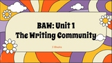 Being a Writer Unit 1: The Writing Community Slides