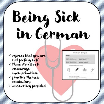 Preview of Being sick - Krank sein - in German worksheet