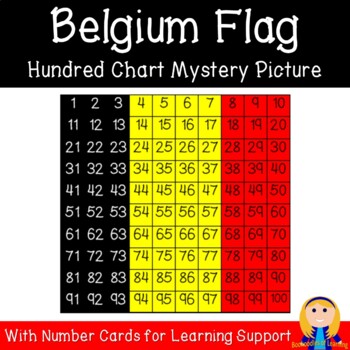 Preview of Belgium Flag Hundred Chart Mystery Picture with Number Cards