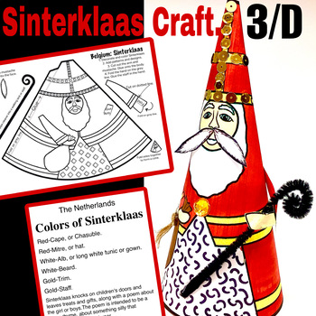 Preview of Belgium Sinterklaas 3D Christmas Craft. Easy Holidays Around the World Activity