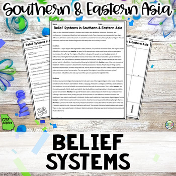 Preview of Belief Systems in Southern & Eastern Asia Reading Packet (SS7G12, SS7G12b) GSE
