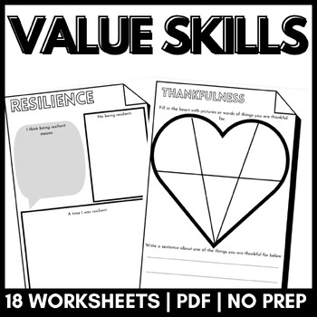Preview of Morals and Values Reflection Workbook | 18 Values PDF