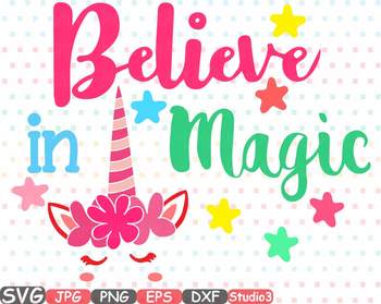 Download Believe In Magic Flower Unicorn Clipart Svg Cameo Studio3 T Shirt Design 55sv