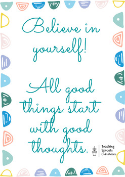 Preview of Believe in Yourself well-being Poster /Social emotional learning