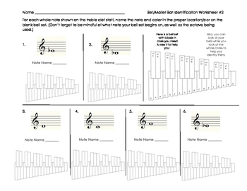 Preview of Bell/Mallet Percussion Note & Bar Identification Sheet 2 for Band Beginners