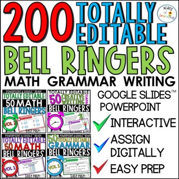 Preview of Year Long Bell Ringer Bundle | Math and ELA Morning Work | Exit Tickets