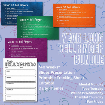 Preview of Bell Ringer Bundle - Year Long Packet - Warm Ups - Exit Tickets - Health and PE