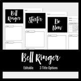 Bell Ringer, Do Now, Starter Answer Sheet | The Social Stu