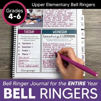 Preview of ELA Bell Ringers | Journal for Entire School Year: Upper Elementary Grades 4-6