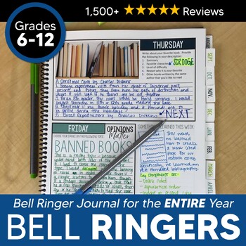 Preview of Bell Ringer Journal for Entire School Year: 275 ELA Bell Ringers Back to School
