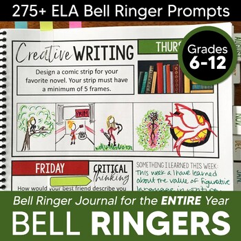 Preview of Bell Ringer Journal for Entire School Year: 275 ELA Bell Ringers VOLUME 2