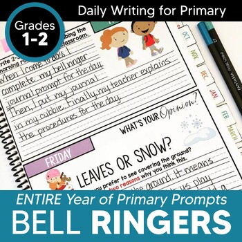Preview of Daily Writing Prompts for School Year: Primary Grades 1-2 Back to School