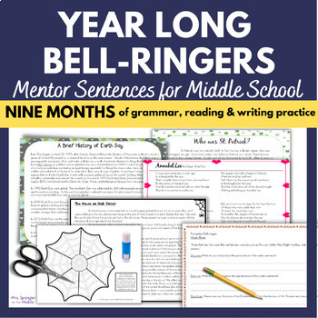 Preview of Bell Ringer Mentor Sentences For Middle School BUNDLE
