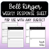 Bell Ringer Weekly Response Page Template  - Can be used w