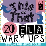 Bell Ringers - Daily Warm-Ups for ELA  (set 3) - Digital V
