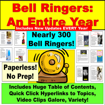 Preview of Digital Bell Ringers, Warm Ups: The Entire Year (Google Slides, PowerPoint)