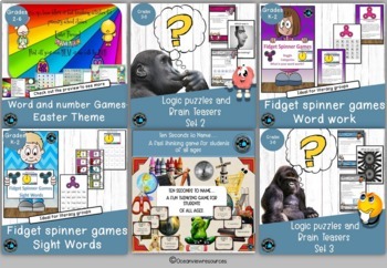 Preview of Bell Ringers, Brain Breaks, Games and Puzzles HUGE bundle 36 resources