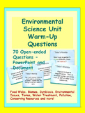 Environmental Science Unit Warm-Up Questions