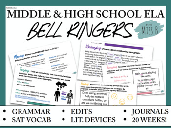 Preview of Bell Ringers Middle/ High School ELA English
