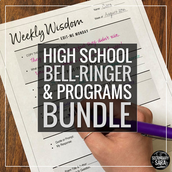 Preview of Bell-Ringers & Programs Bundle for HIGH School ELA