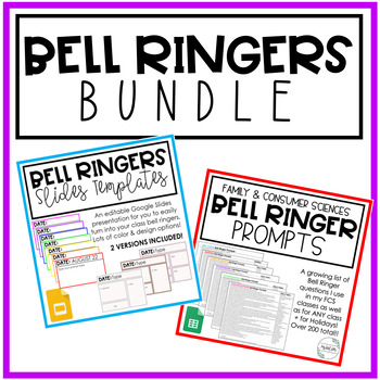 Preview of Bell Ringers Prompts & Slides Template | Class Starter | BUNDLE | FCS
