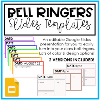 Preview of Bell Ringers Template | Class Starter | Google Slides