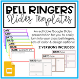 Bell Ringers Template | Class Starter | Google Slides