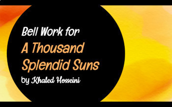 Preview of Bell Ringers for A Thousand Splendid Suns by Khaled Hosseini