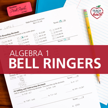 Preview of Bell Ringers for Algebra 1 - Complete Set (Skills Review Practice)