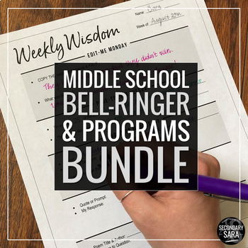 Preview of Bell-Ringers & Programs Bundle for MIDDLE School ELA