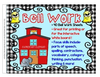 Preview of Bell Work BUNDLE for grades 3-4-5 Language Arts by Elementary Elephant