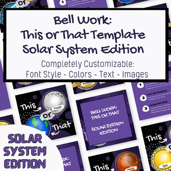 Preview of Bell Work Canva: This or That Solar System Edition Game Template Planets