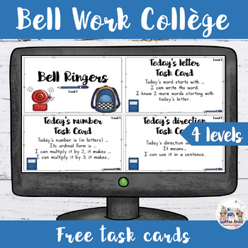 Preview of English Bell Ringers Task Cards Freebie