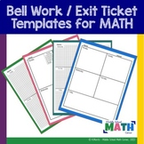 Bell Work / Exit Slip Template for MATH