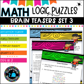 Preview of Bell ringers- Math Logic Puzzles and Brain Teasers- Set 3  