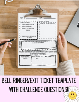 Preview of BellRinger Paper with Exit Slip and challenge questions